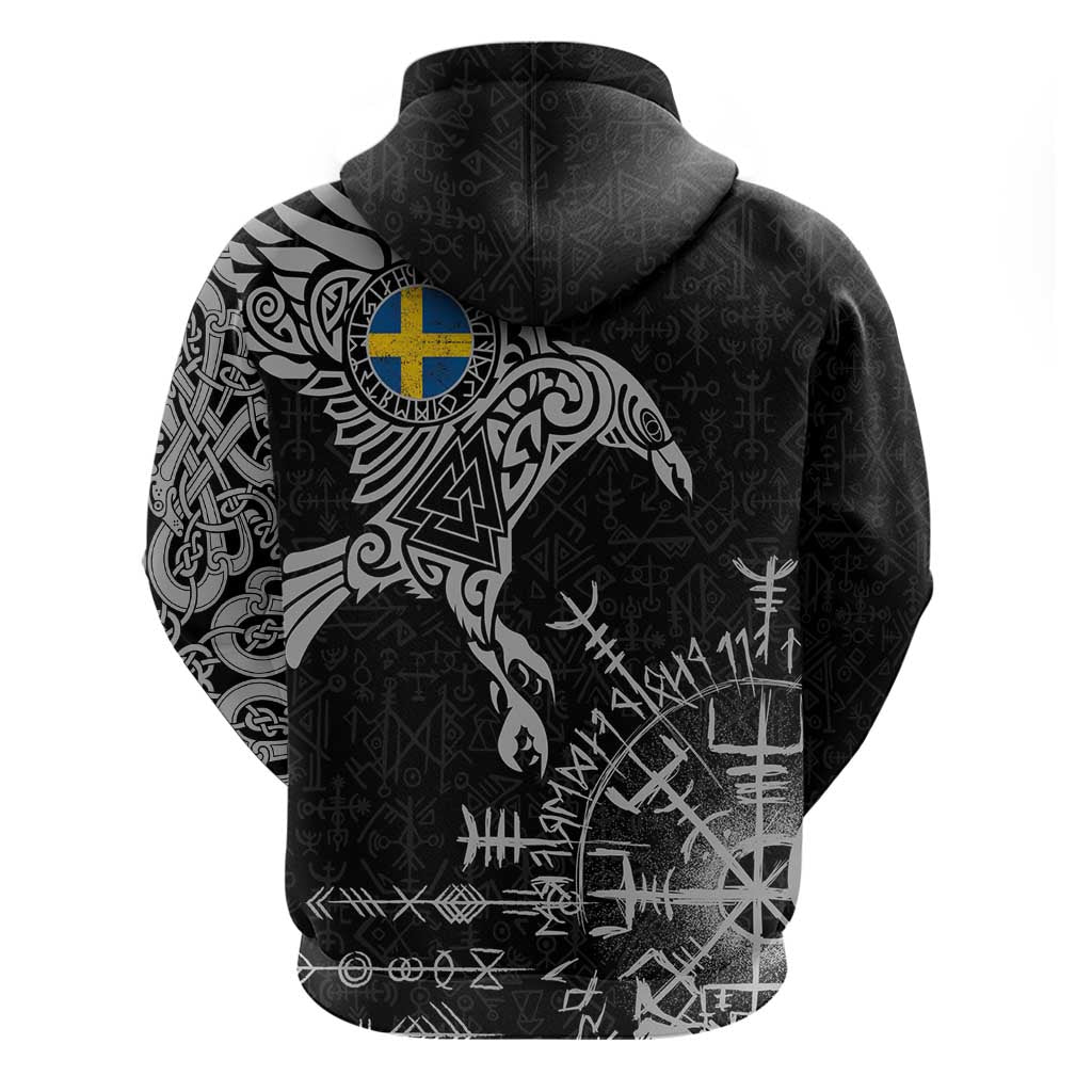 Sweden Viking Ravens Hoodie Vegvisir Runes Pattern LT18