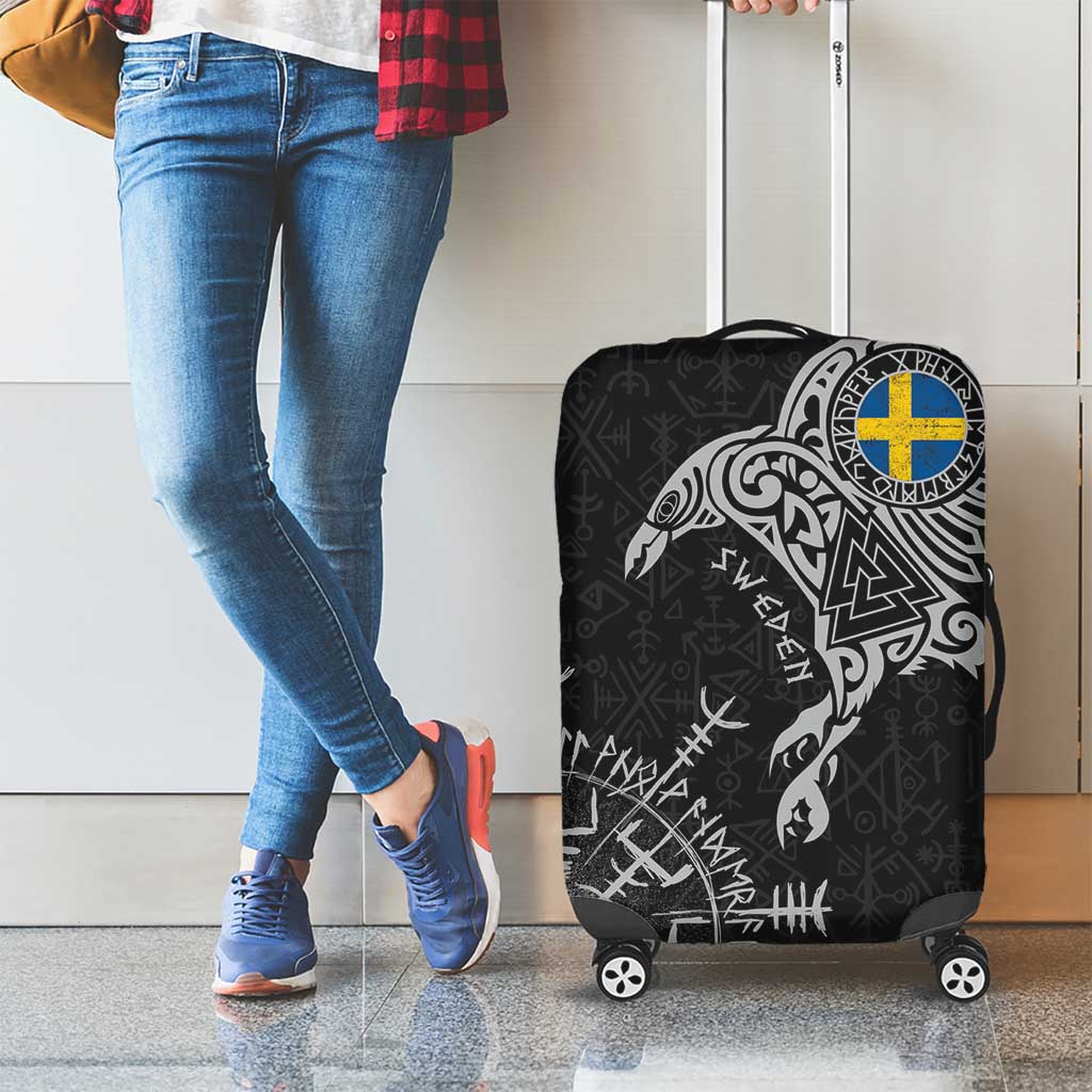 Sweden Viking Ravens Luggage Cover Vegvisir Runes Pattern LT18