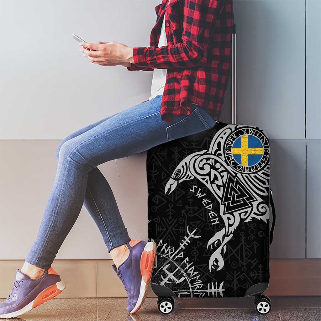 Sweden Viking Ravens Luggage Cover Vegvisir Runes Pattern LT18