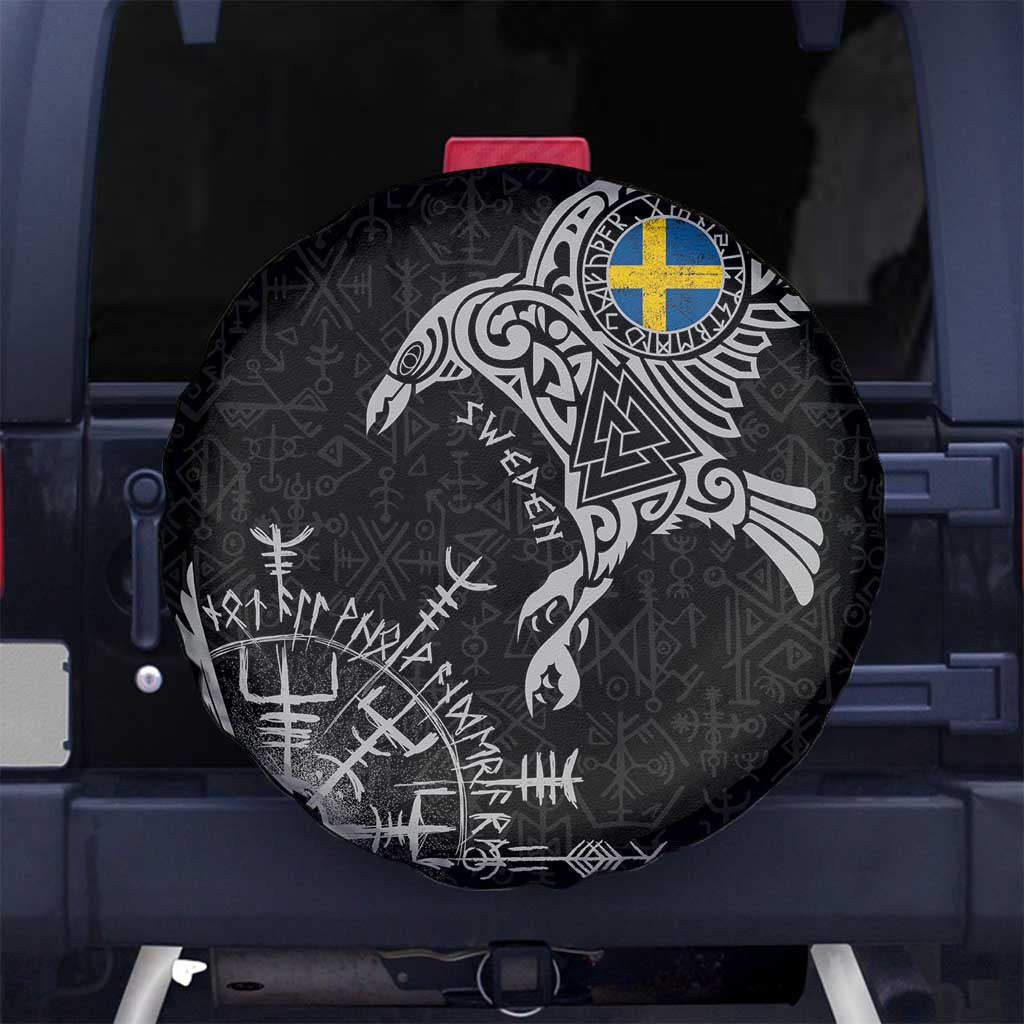 Sweden Viking Ravens Spare Tire Cover Vegvisir Runes Pattern LT18