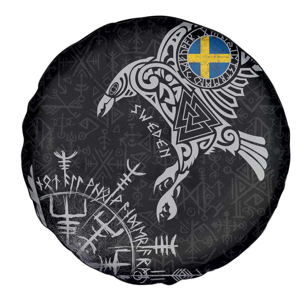 Sweden Viking Ravens Spare Tire Cover Vegvisir Runes Pattern LT18