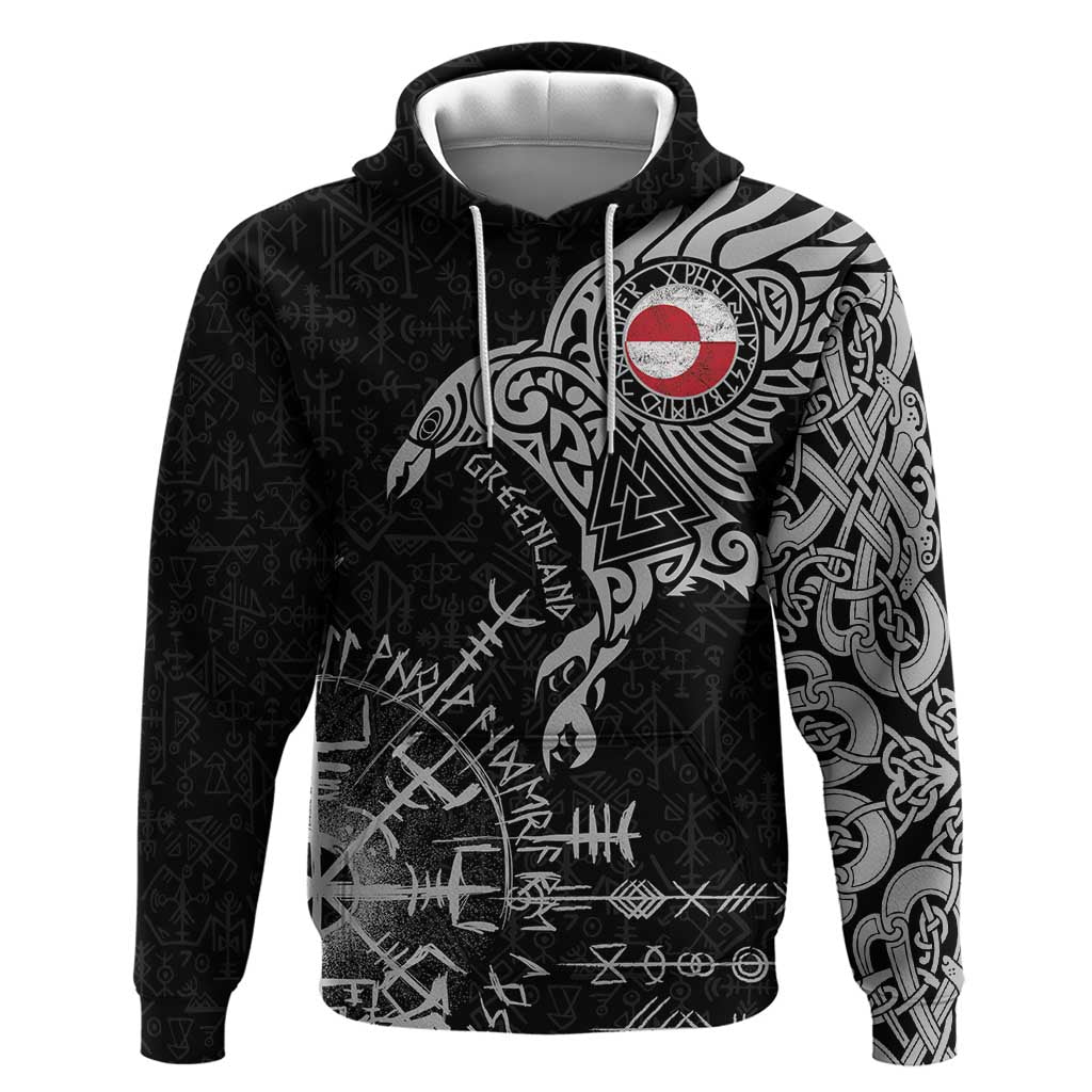 Greenland Viking Ravens Hoodie Vegvisir Runes Pattern LT18
