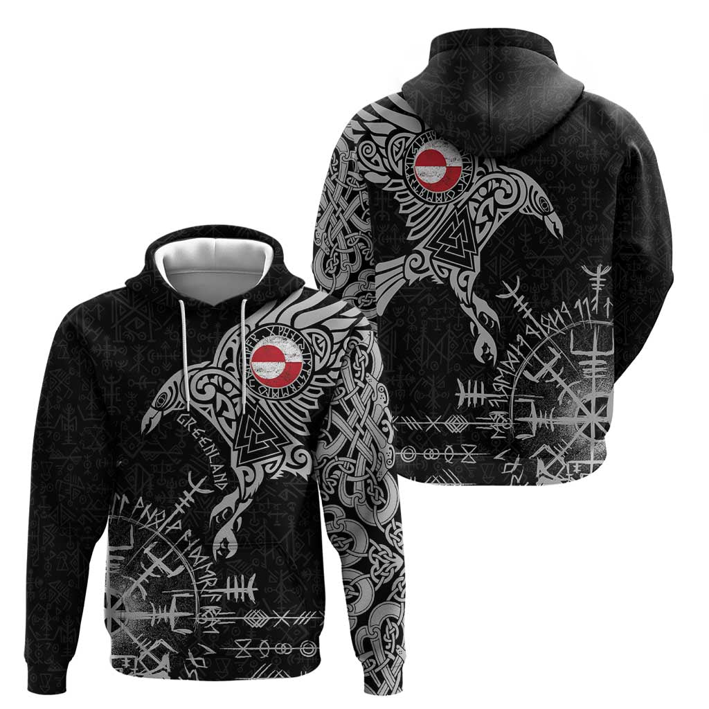 Greenland Viking Ravens Hoodie Vegvisir Runes Pattern LT18