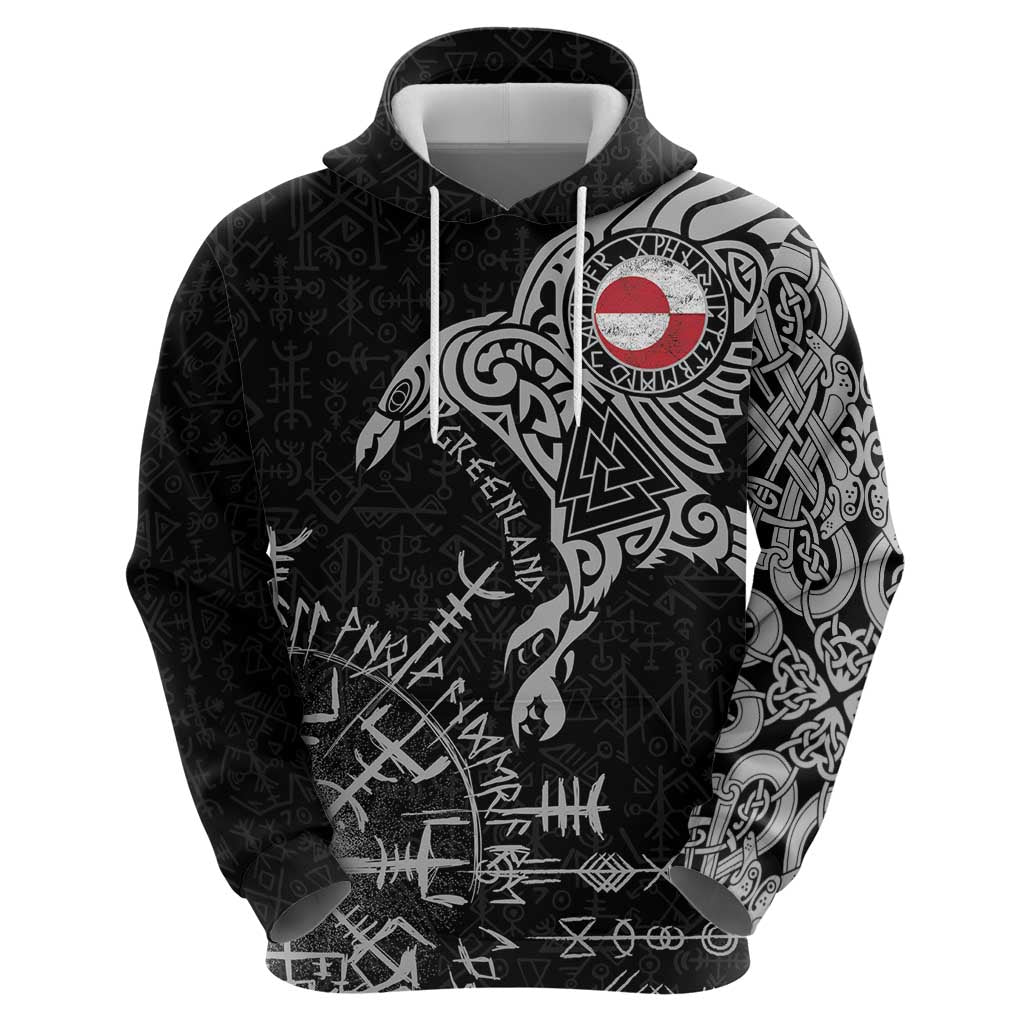 Greenland Viking Ravens Hoodie Vegvisir Runes Pattern LT18