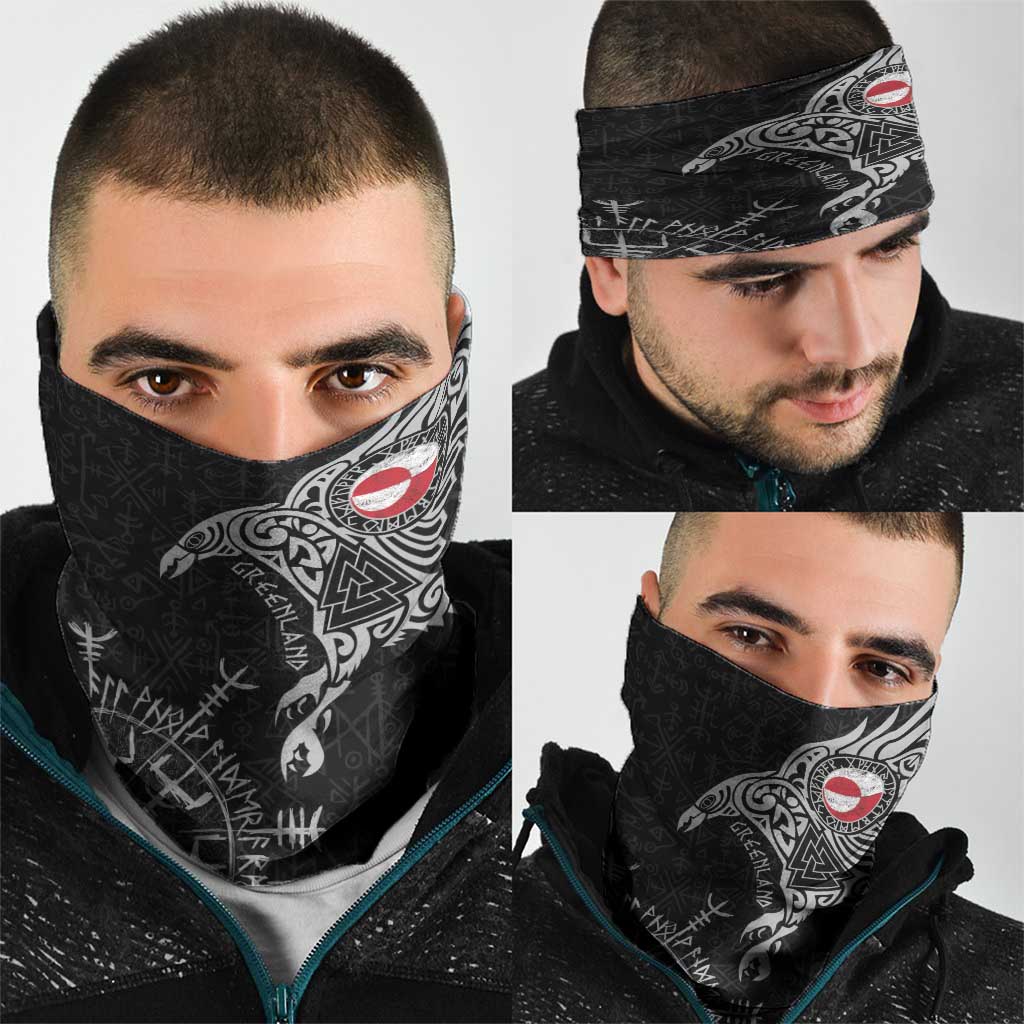 Greenland Viking Ravens Neck Gaiter Vegvisir Runes Pattern LT18