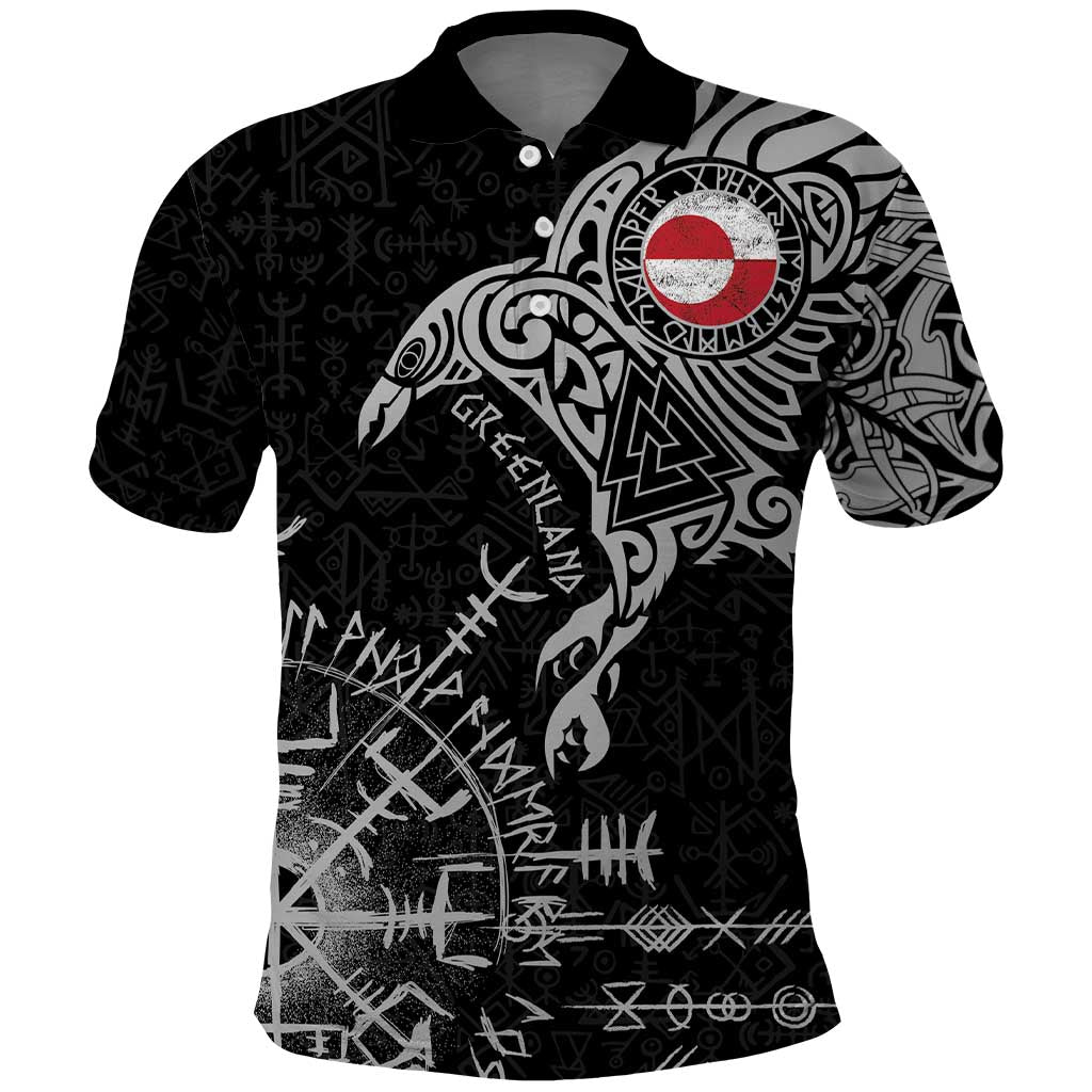 Greenland Viking Ravens Polo Shirt Vegvisir Runes Pattern LT18