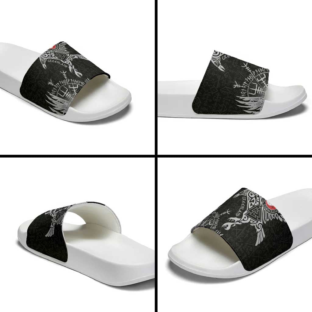 Greenland Viking Ravens Slide Sandals Vegvisir Runes Pattern LT18