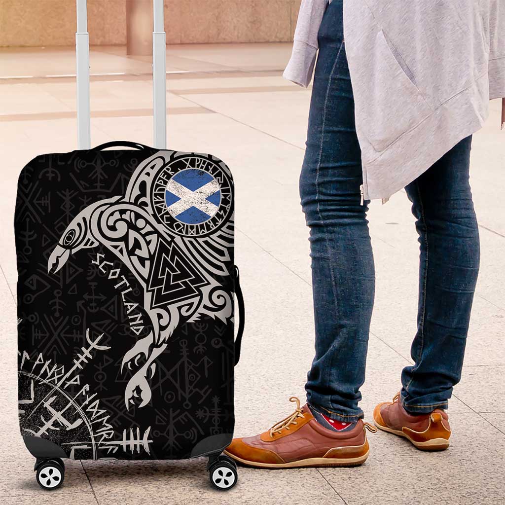 Scotland Viking Ravens Luggage Cover Vegvisir Runes Pattern LT18