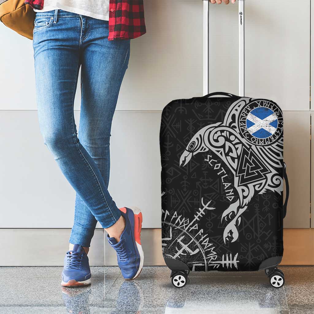 Scotland Viking Ravens Luggage Cover Vegvisir Runes Pattern LT18