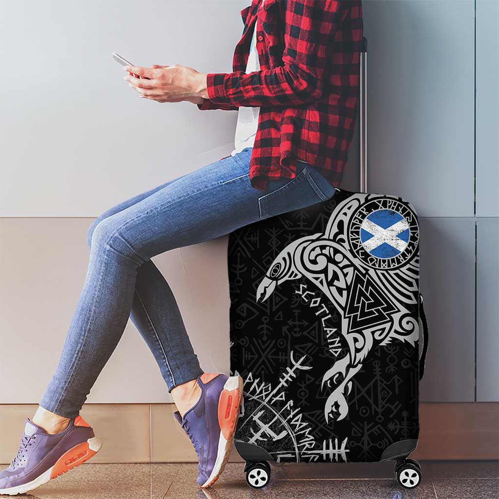 Scotland Viking Ravens Luggage Cover Vegvisir Runes Pattern LT18