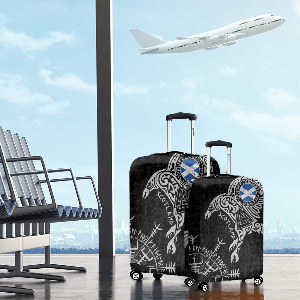 Scotland Viking Ravens Luggage Cover Vegvisir Runes Pattern LT18