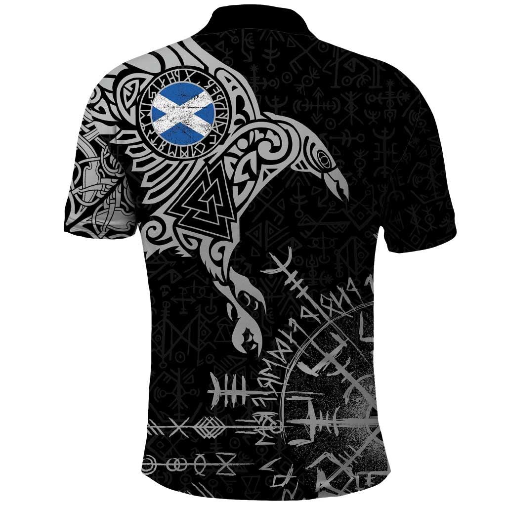 Scotland Viking Ravens Polo Shirt Vegvisir Runes Pattern LT18