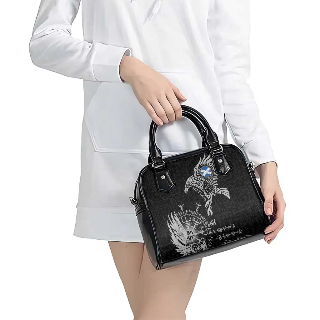 Scotland Viking Ravens Shoulder Handbag Vegvisir Runes Pattern LT18