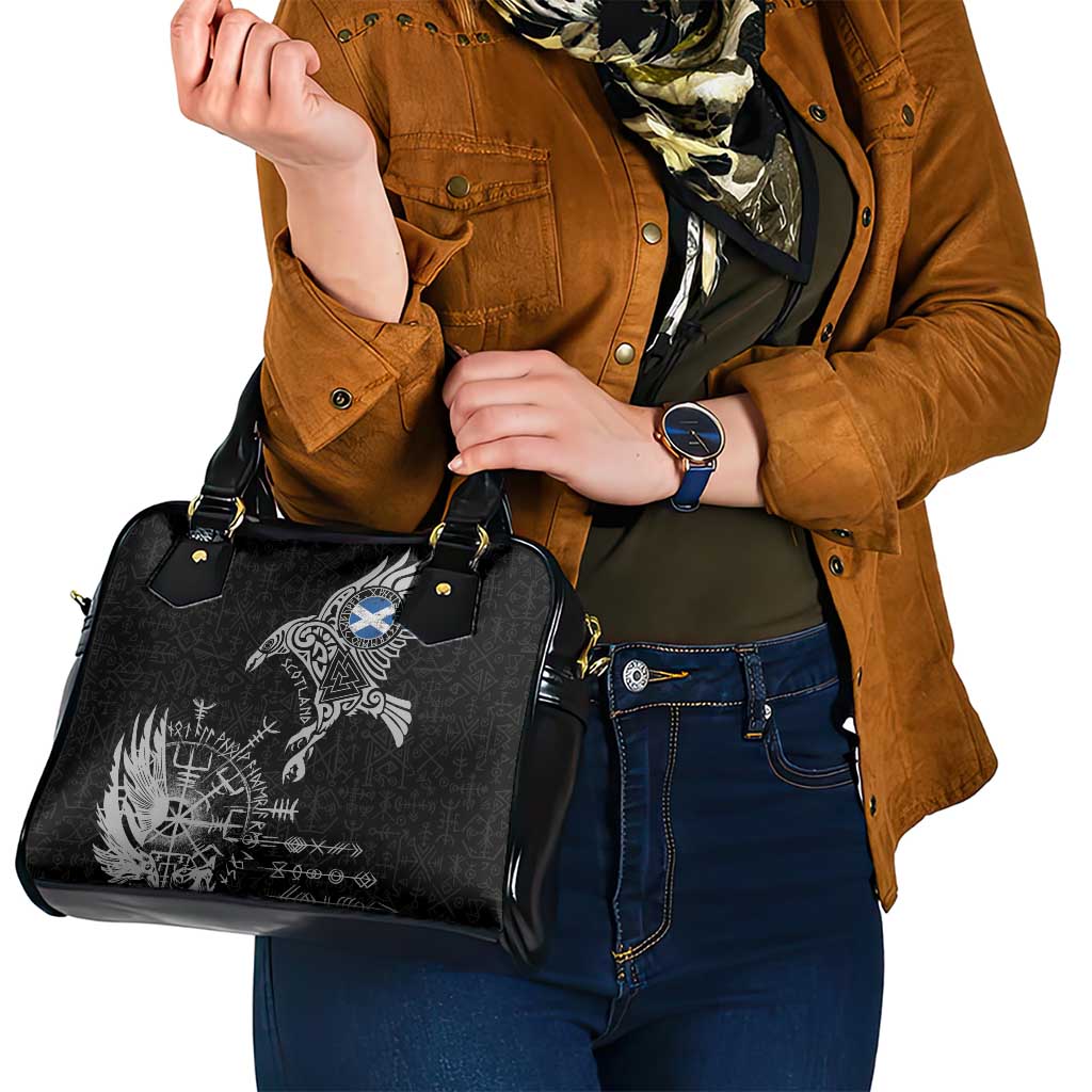 Scotland Viking Ravens Shoulder Handbag Vegvisir Runes Pattern LT18