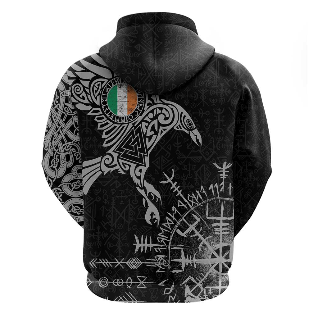 Ireland Viking Ravens Hoodie Vegvisir Runes Pattern LT18