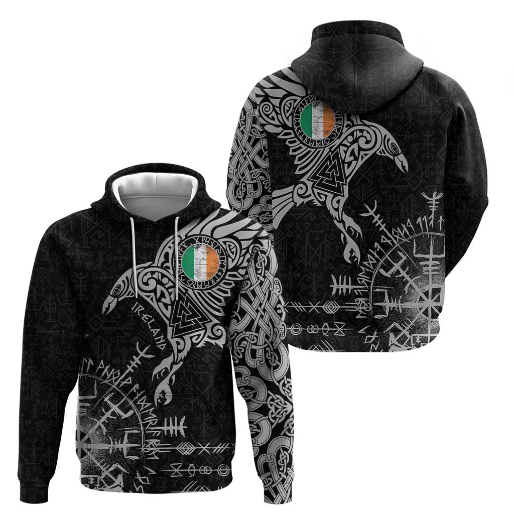 Ireland Viking Ravens Hoodie Vegvisir Runes Pattern LT18