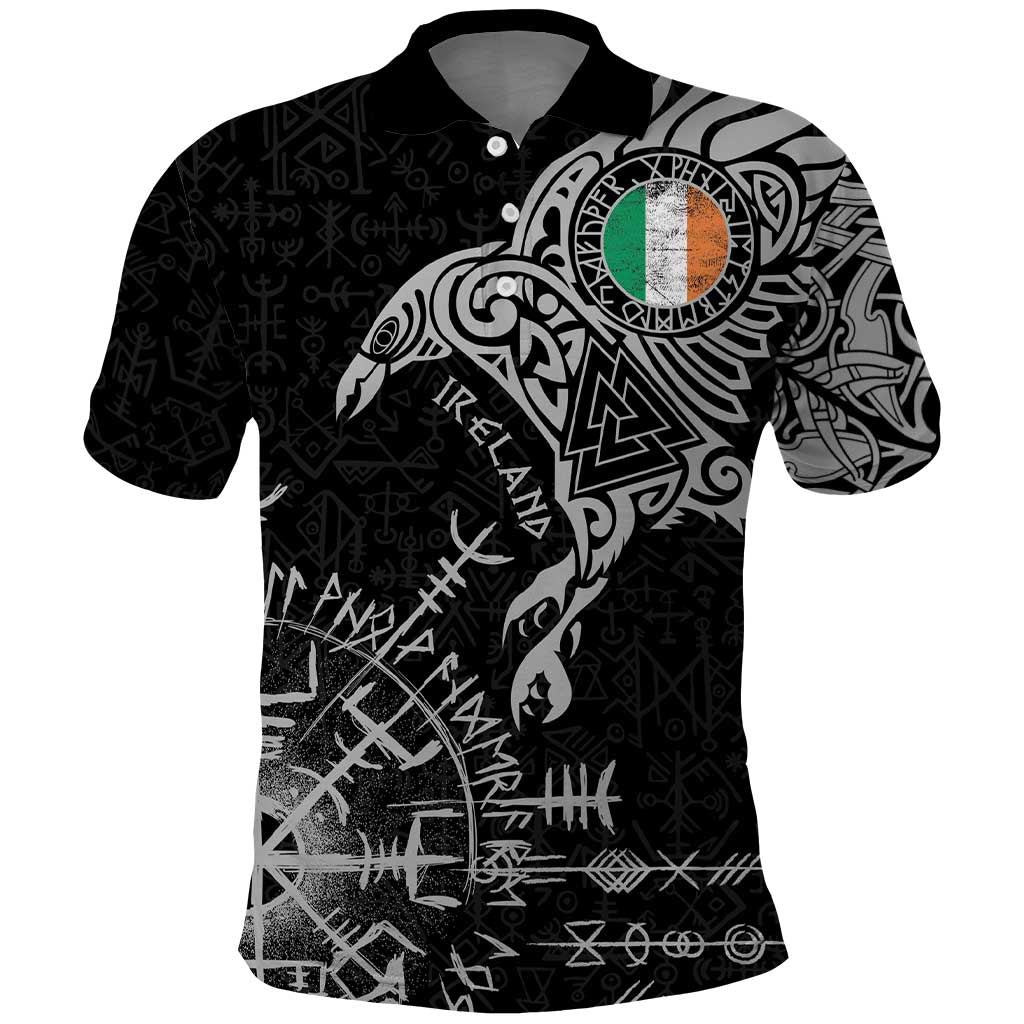 Ireland Viking Ravens Polo Shirt Vegvisir Runes Pattern LT18