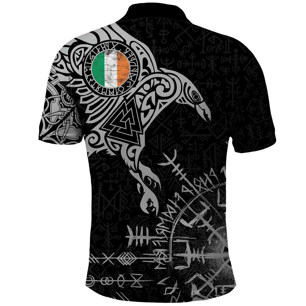 Ireland Viking Ravens Polo Shirt Vegvisir Runes Pattern LT18