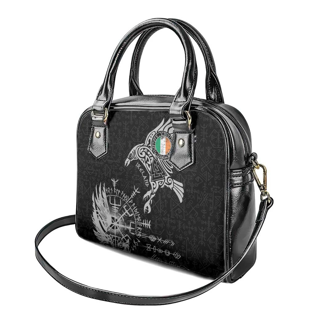 Ireland Viking Ravens Shoulder Handbag Vegvisir Runes Pattern LT18