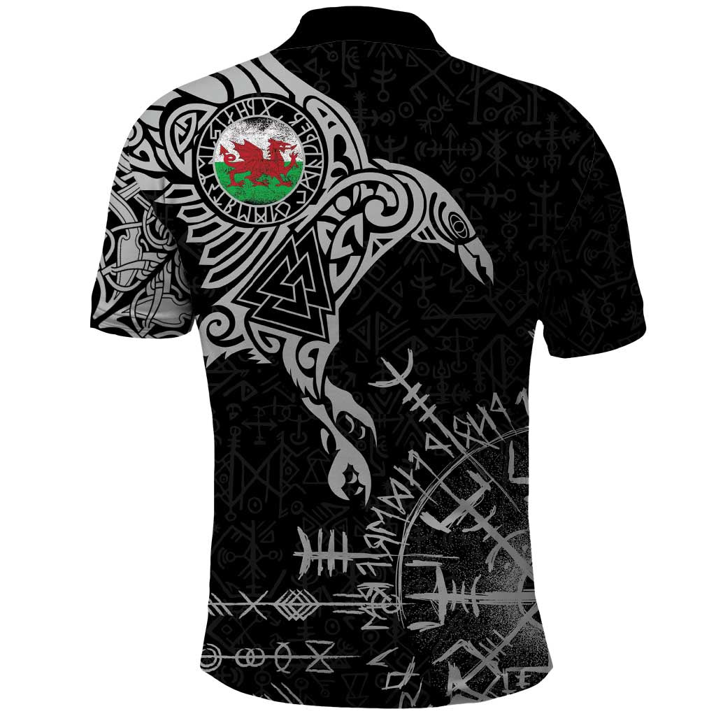 Wales Viking Ravens Polo Shirt Vegvisir Runes Pattern LT18
