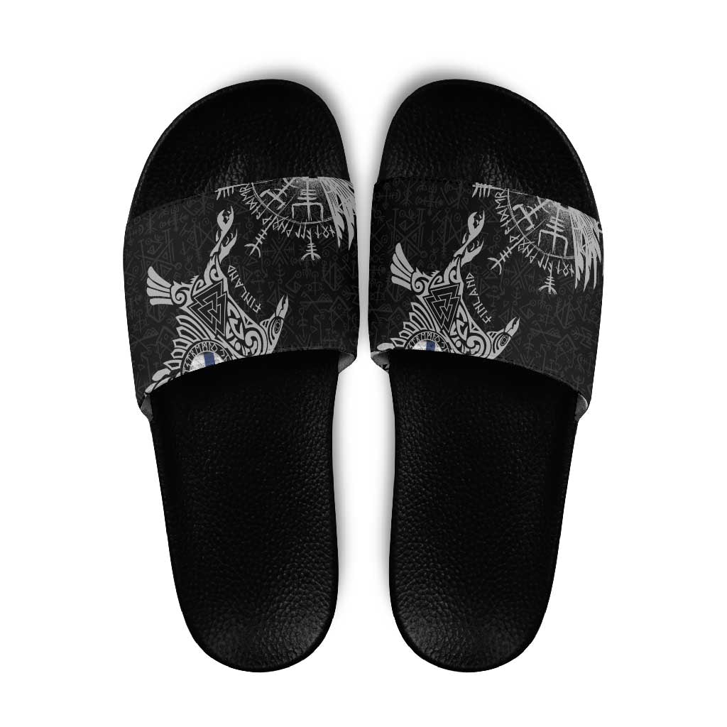 Finland Viking Ravens Slide Sandals Vegvisir Runes Pattern LT18