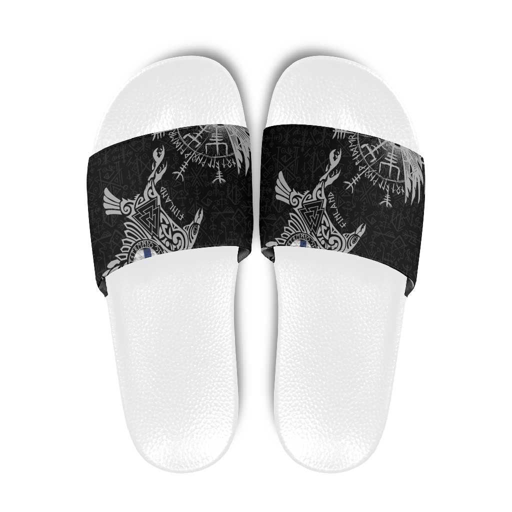 Finland Viking Ravens Slide Sandals Vegvisir Runes Pattern LT18