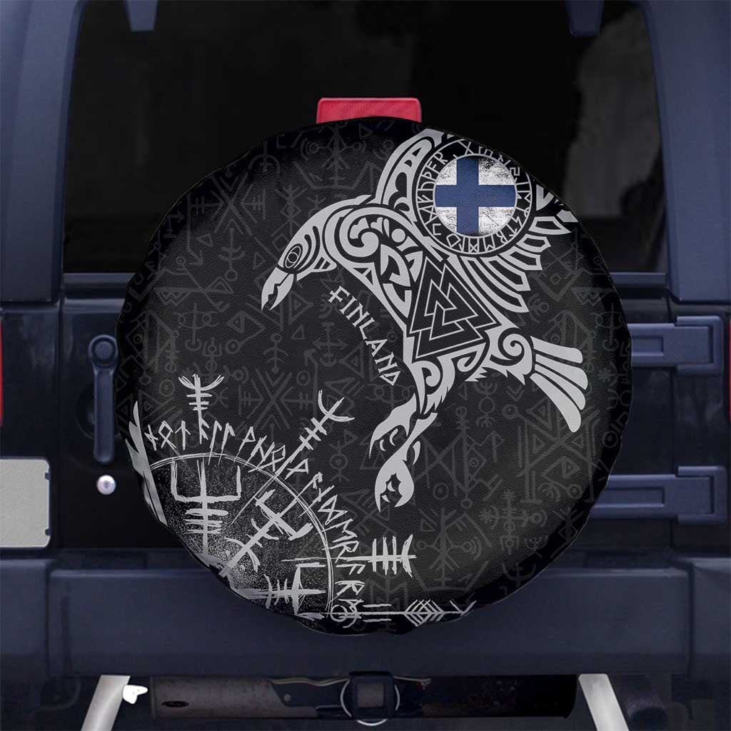 Finland Viking Ravens Spare Tire Cover Vegvisir Runes Pattern LT18