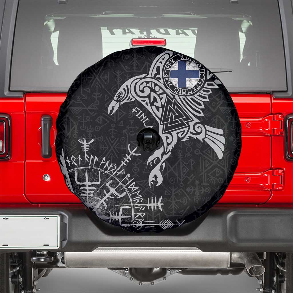 Finland Viking Ravens Spare Tire Cover Vegvisir Runes Pattern LT18