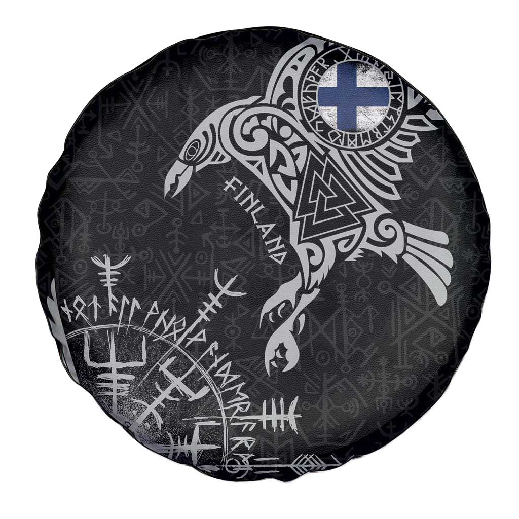 Finland Viking Ravens Spare Tire Cover Vegvisir Runes Pattern LT18