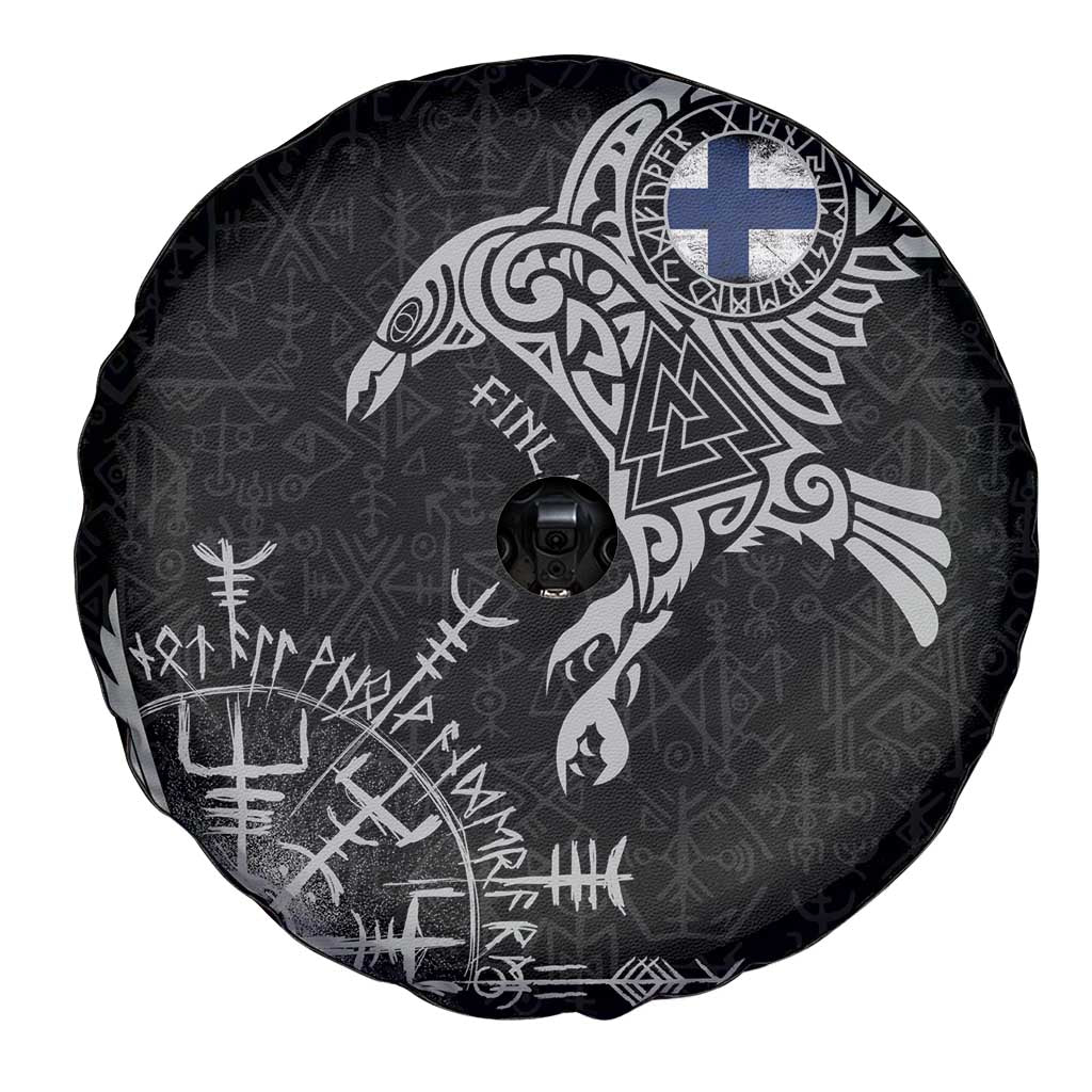Finland Viking Ravens Spare Tire Cover Vegvisir Runes Pattern LT18
