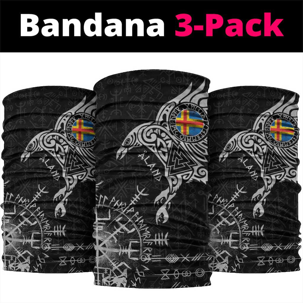 Aland Viking Ravens Neck Gaiter Vegvisir Runes Pattern LT18