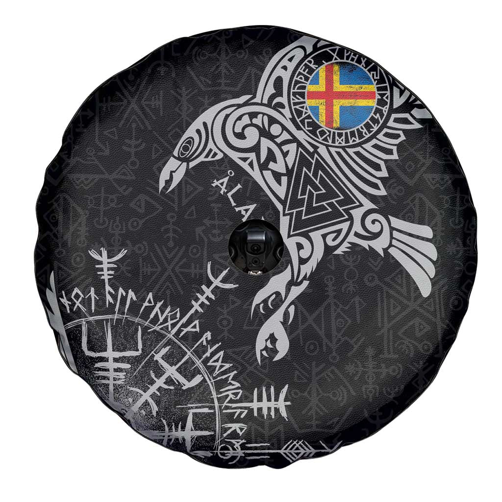Aland Viking Ravens Spare Tire Cover Vegvisir Runes Pattern LT18