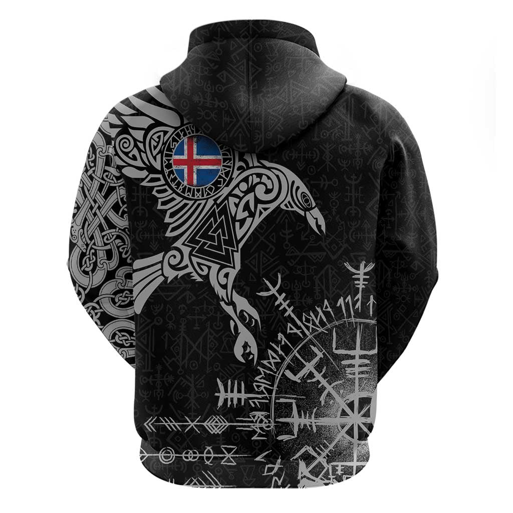 Iceland Viking Ravens Hoodie Vegvisir Runes Pattern LT18