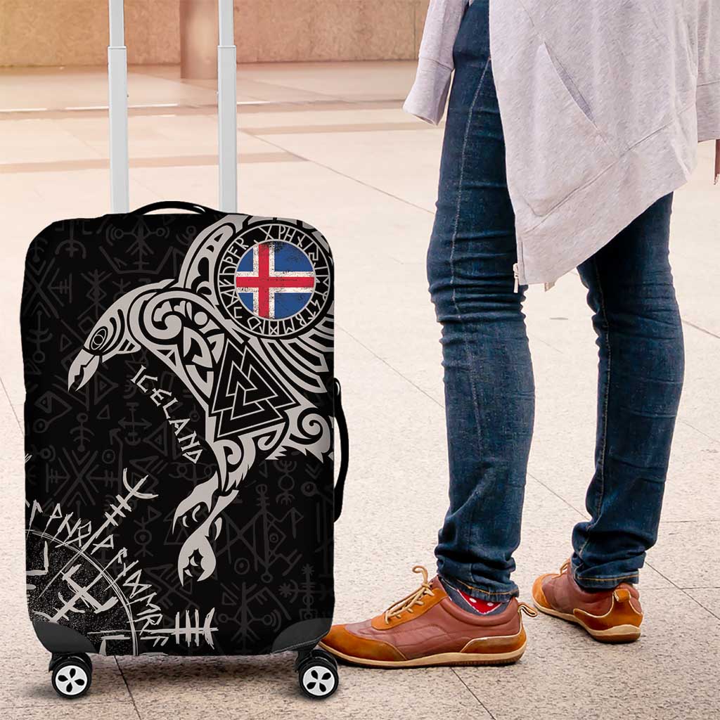 Iceland Viking Ravens Luggage Cover Vegvisir Runes Pattern LT18