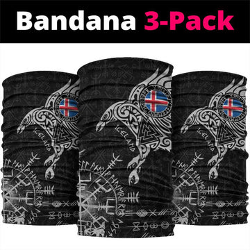 Iceland Viking Ravens Neck Gaiter Vegvisir Runes Pattern LT18
