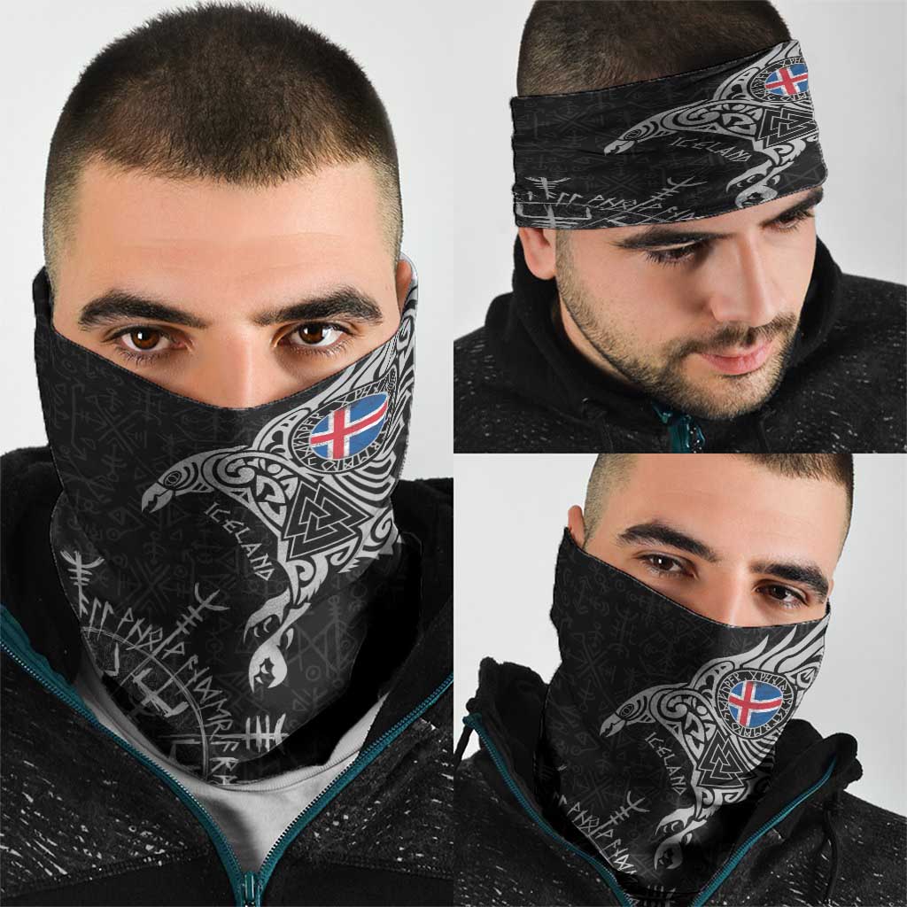 Iceland Viking Ravens Neck Gaiter Vegvisir Runes Pattern LT18