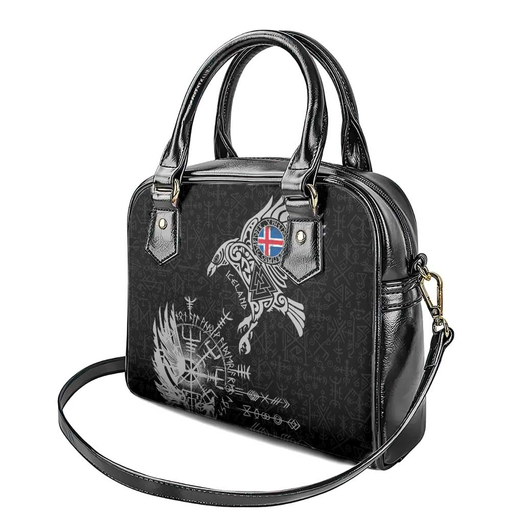 Iceland Viking Ravens Shoulder Handbag Vegvisir Runes Pattern LT18