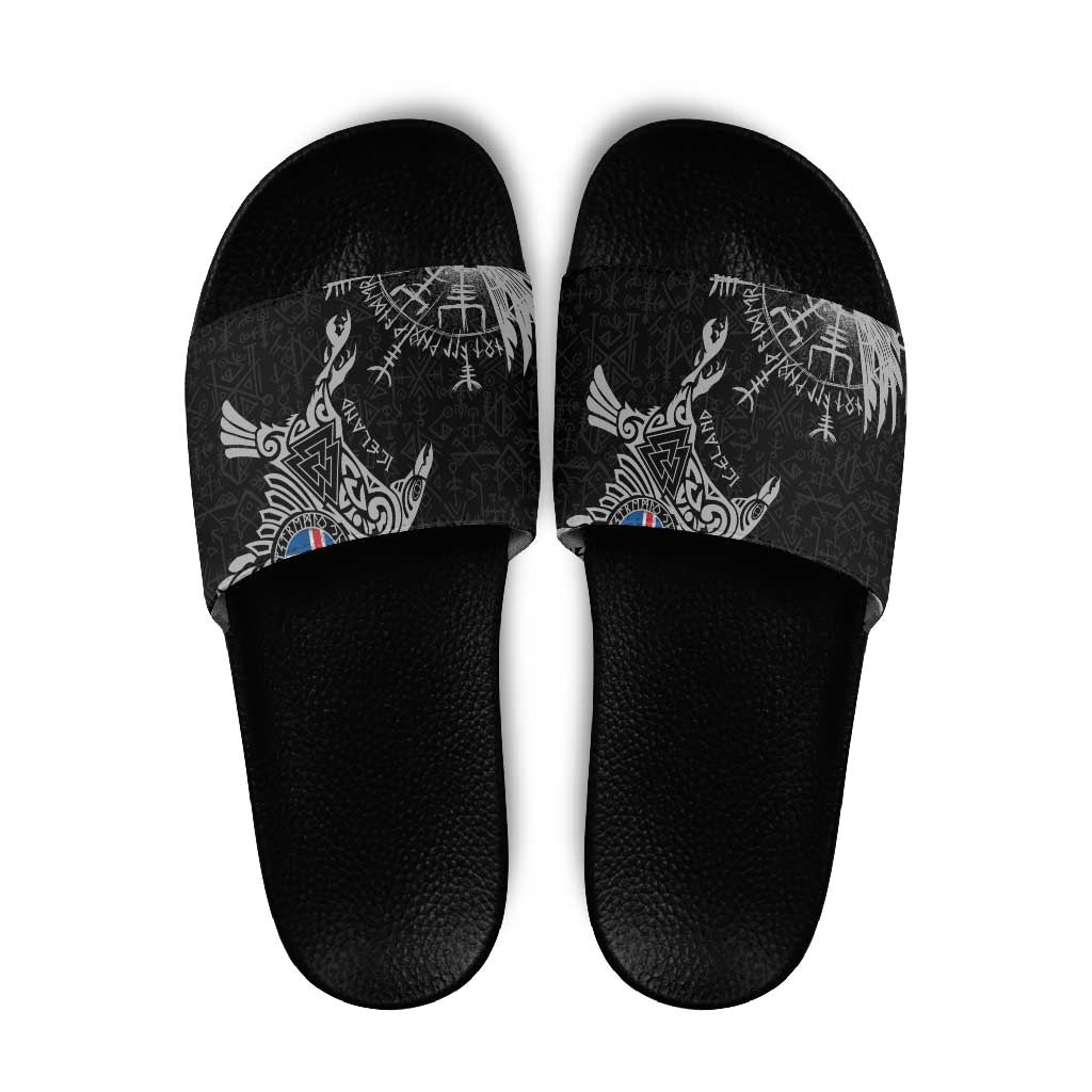 Iceland Viking Ravens Slide Sandals Vegvisir Runes Pattern LT18