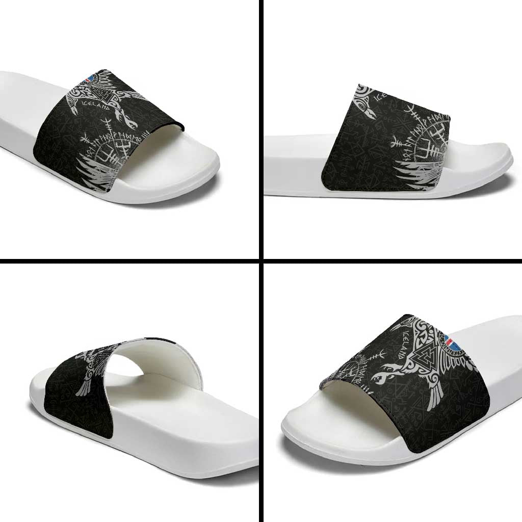 Iceland Viking Ravens Slide Sandals Vegvisir Runes Pattern LT18