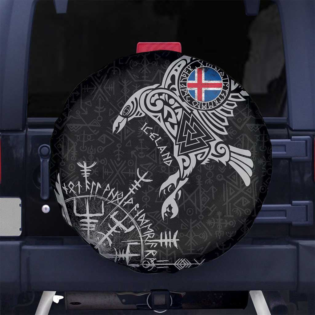 Iceland Viking Ravens Spare Tire Cover Vegvisir Runes Pattern LT18