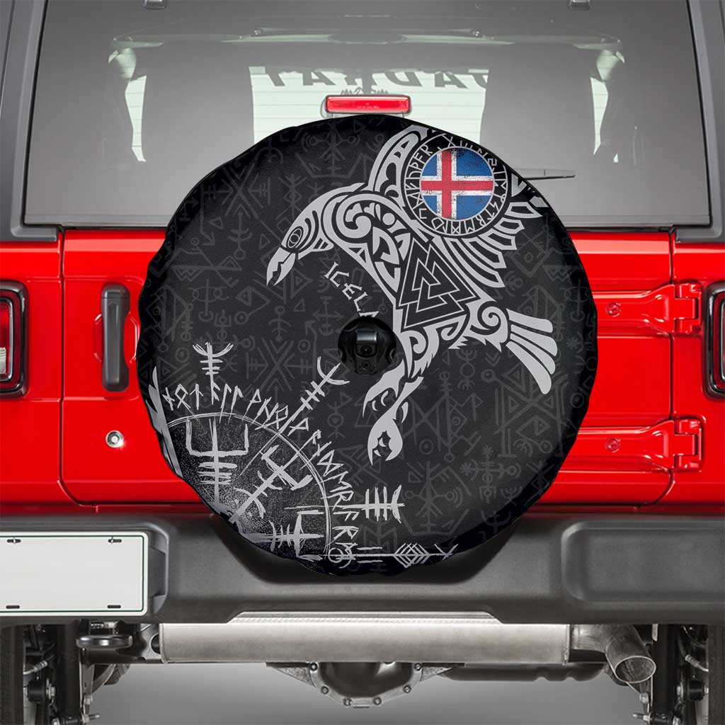 Iceland Viking Ravens Spare Tire Cover Vegvisir Runes Pattern LT18