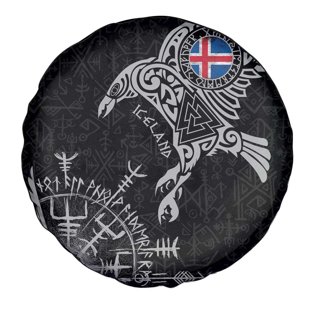 Iceland Viking Ravens Spare Tire Cover Vegvisir Runes Pattern LT18