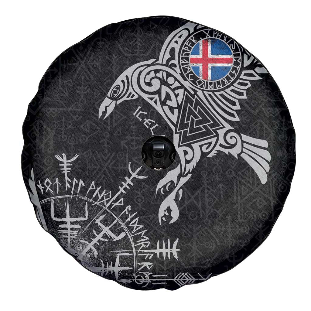 Iceland Viking Ravens Spare Tire Cover Vegvisir Runes Pattern LT18