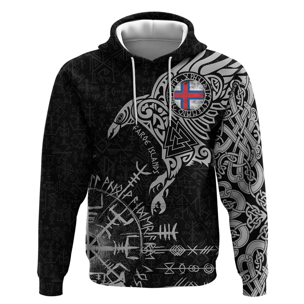 Faroe Islands Viking Ravens Hoodie Vegvisir Runes Pattern LT18