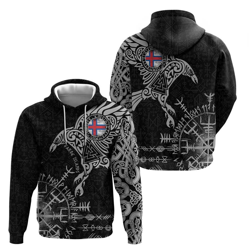 Faroe Islands Viking Ravens Hoodie Vegvisir Runes Pattern LT18