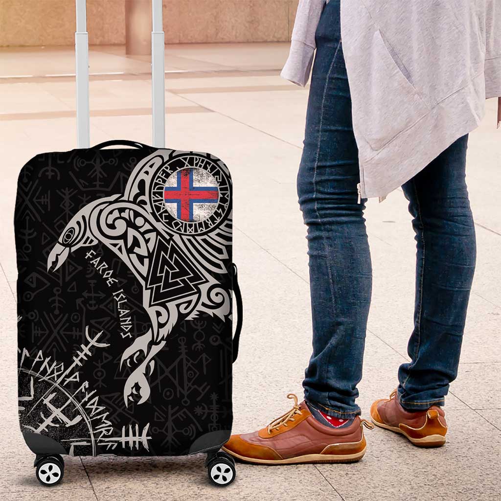 Faroe Islands Viking Ravens Luggage Cover Vegvisir Runes Pattern LT18