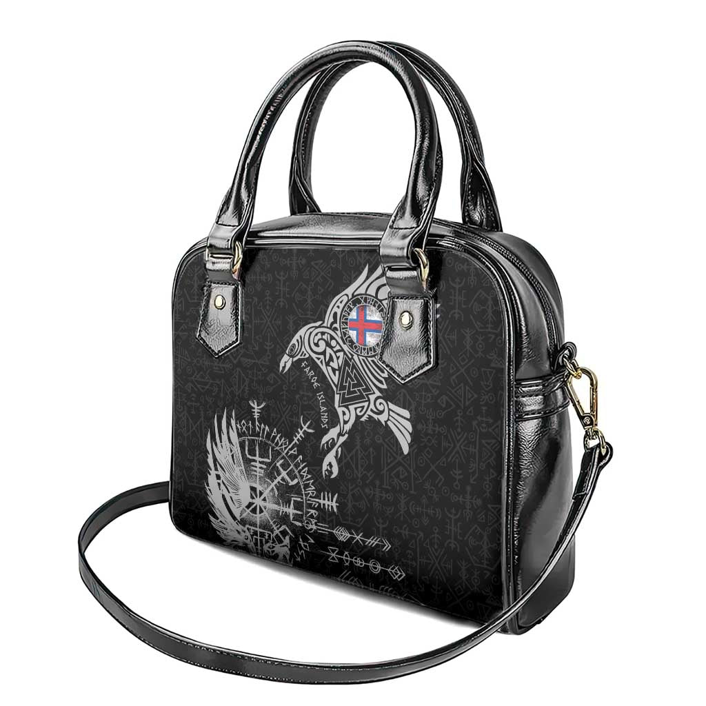 Faroe Islands Viking Ravens Shoulder Handbag Vegvisir Runes Pattern LT18
