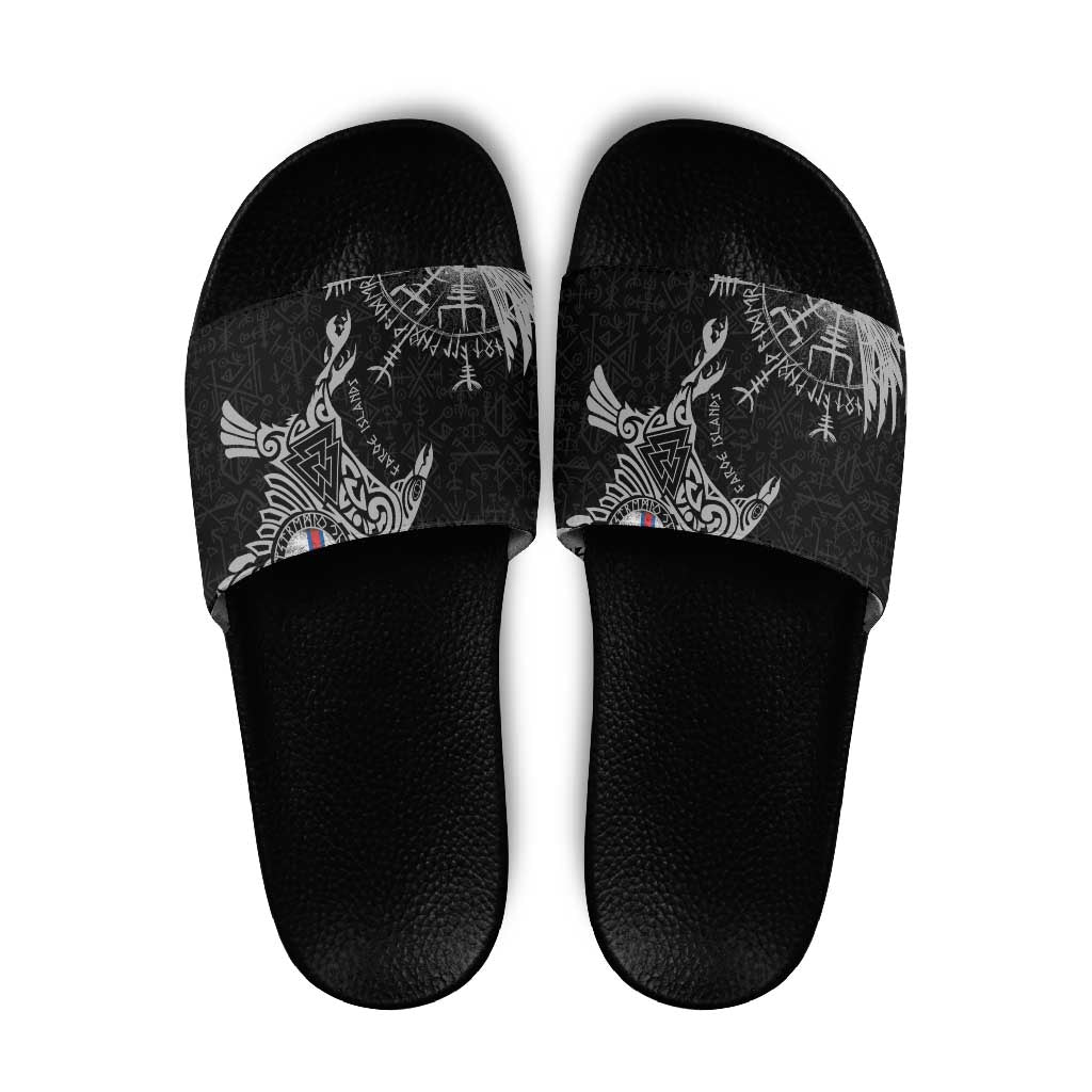 Faroe Islands Viking Ravens Slide Sandals Vegvisir Runes Pattern LT18