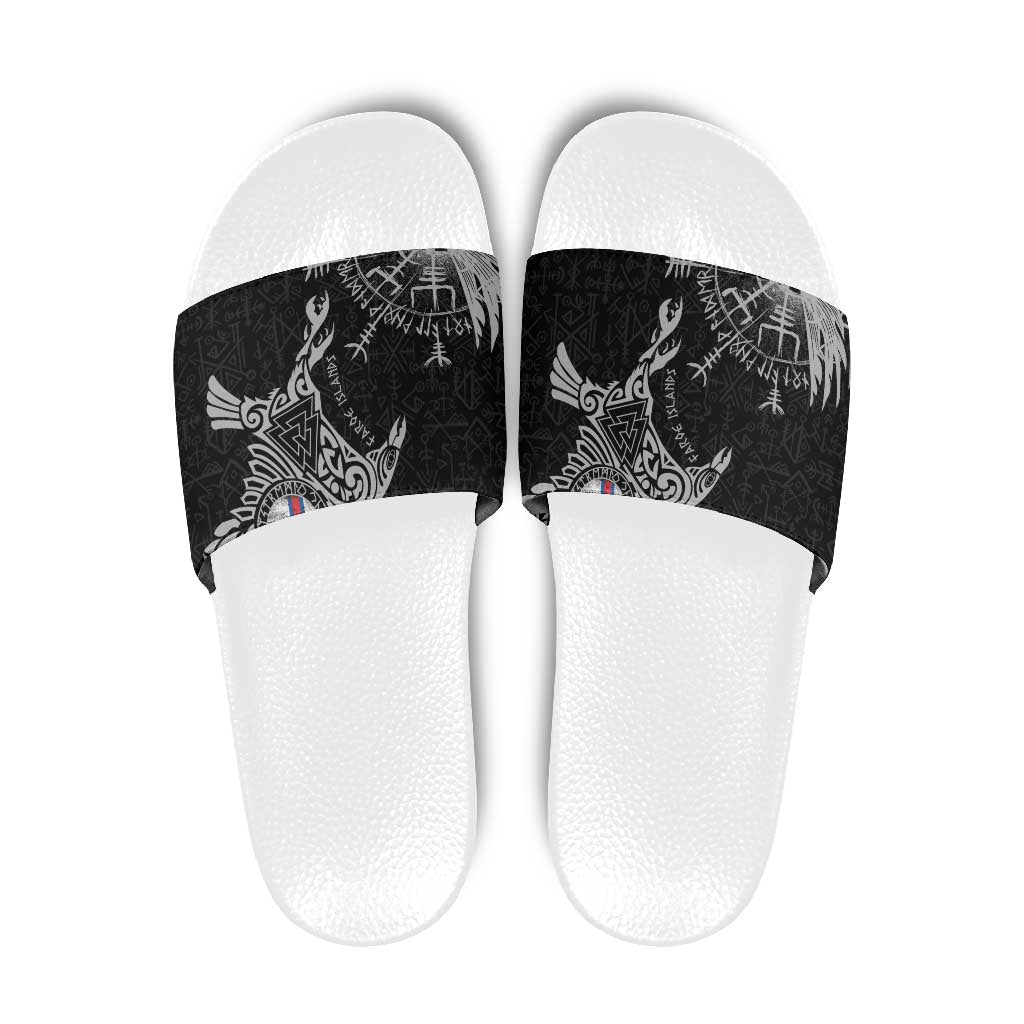 Faroe Islands Viking Ravens Slide Sandals Vegvisir Runes Pattern LT18