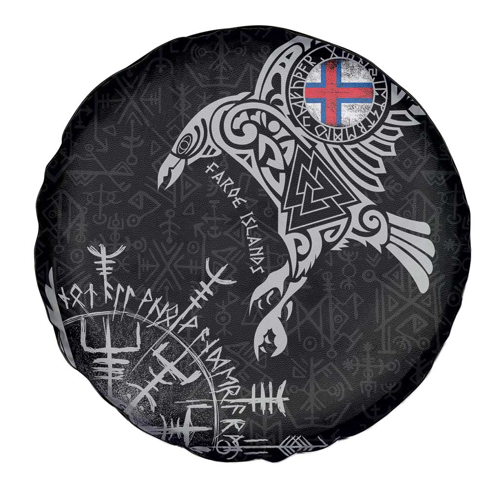 Faroe Islands Viking Ravens Spare Tire Cover Vegvisir Runes Pattern LT18
